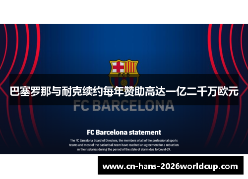 巴塞罗那与耐克续约每年赞助高达一亿二千万欧元